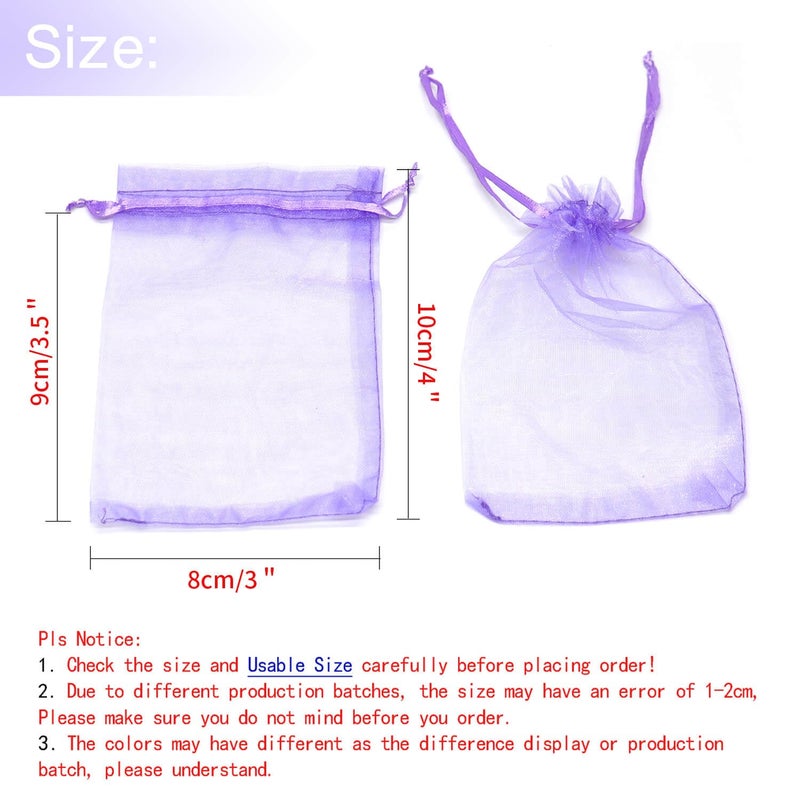 Bezall 50Pcs Light Purple Organza Bags 3x4 Inch, Small Mesh Bags Drawstring Jewelry Gift Bag, Wedding Party Favor Candy Bag Lavender Sachet Pouches - Image 3